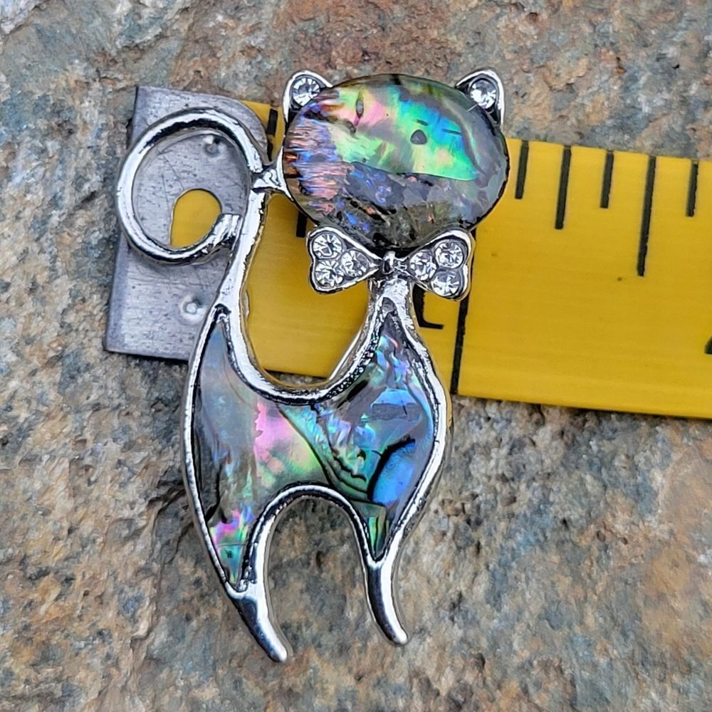 Abalone Shell Cat Brooch‎ - Picture 6 of 7